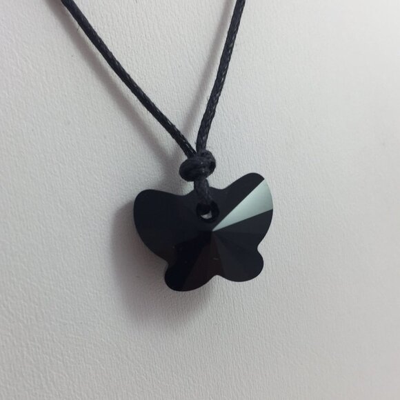 Jewelry - Jewelry necklace butterfly symbol of friendship black crystal cord fashion new